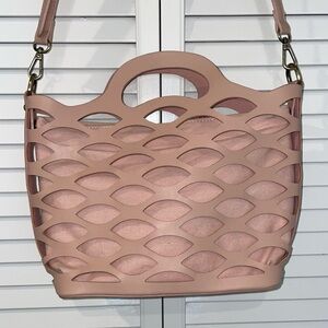 Joy Susan River Cutout Tote Bag Blush Pink Removable Lining Vegan